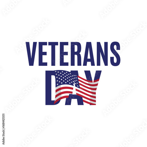 Patriotic celebration illustration with waving american flag for veterans day commemoration