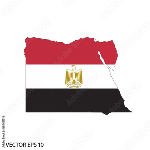 Egypt's patriotic geographical representation, colored with national flag displaying country