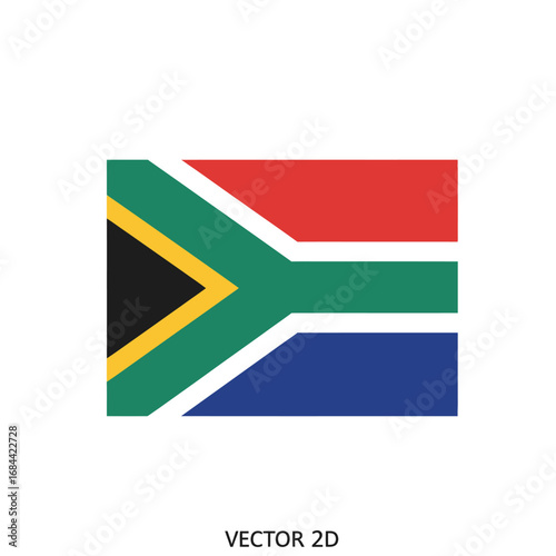 Representation of South African National Flag with distinct color blocks symbolic identity