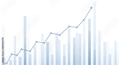 Dynamic financial growth chart showing upward trend with increasing bars and line graph