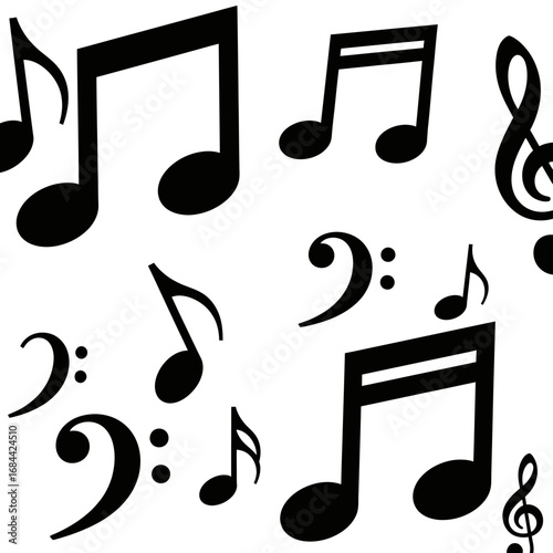 Musical notations ensemble presents harmony on a white canvas for audio delight