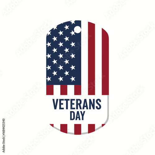 Patriotic tribute design honoring veterans featuring american flag elements in unique dog tag shape