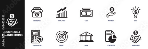 Business and Finance Line Icon Set