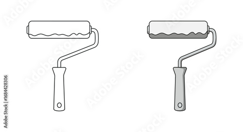 paint rollers with wooden handles side by side