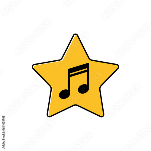 Golden star emblem adorned with a musical note represents creativity and artistic skill