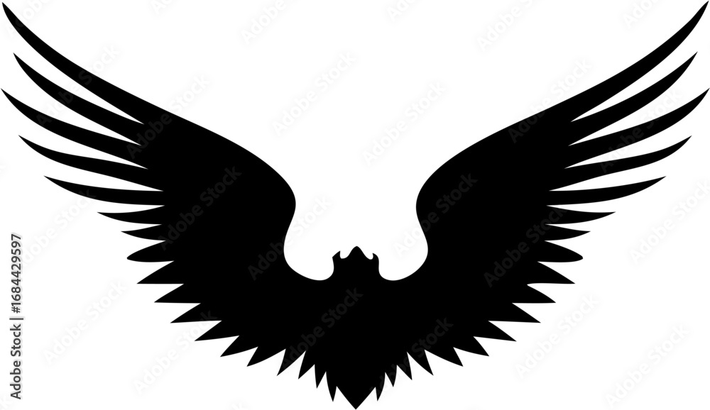 Fototapeta premium Wings Silhouette Vector Illustration | Bird Angel Flight Feather Abstract Design