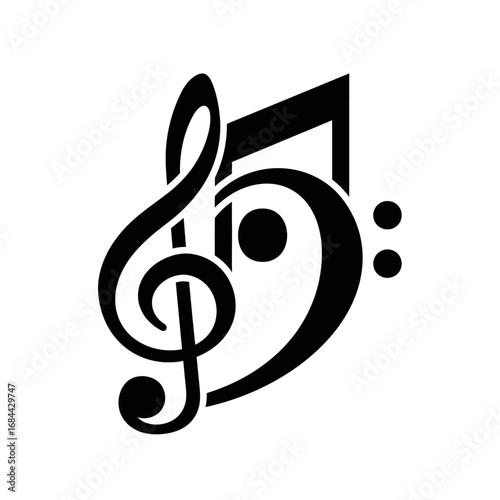 Black and white vector of melodic composition, symbolizing musical arts and expression