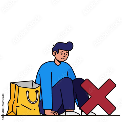 Sad Man with Shopping Bag