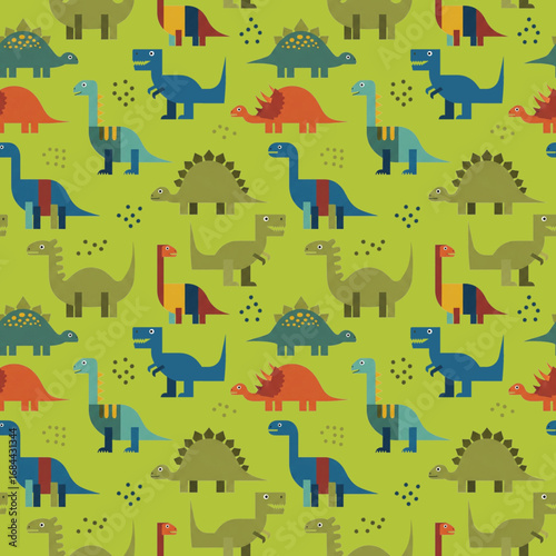 seamless pattern with dinasour in green background