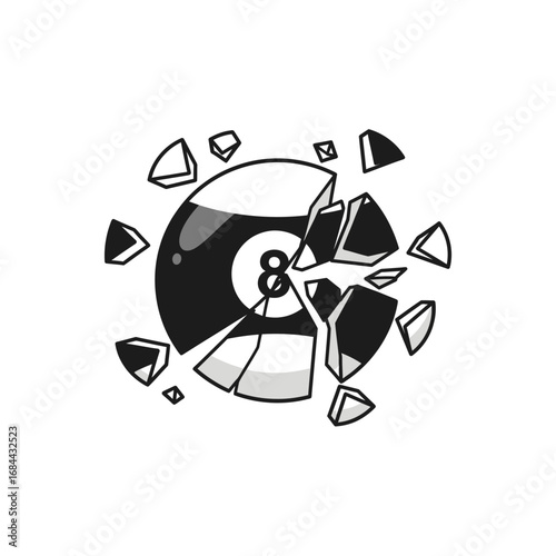 Shattered Eight Ball: Conceptual Depiction of Chance, Risk, and Unforeseen Circumstances Design