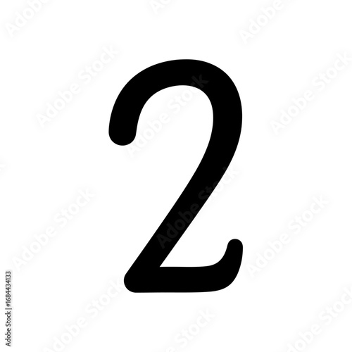 Elegant digit two on a white backdrop creating a minimalist numerical representation