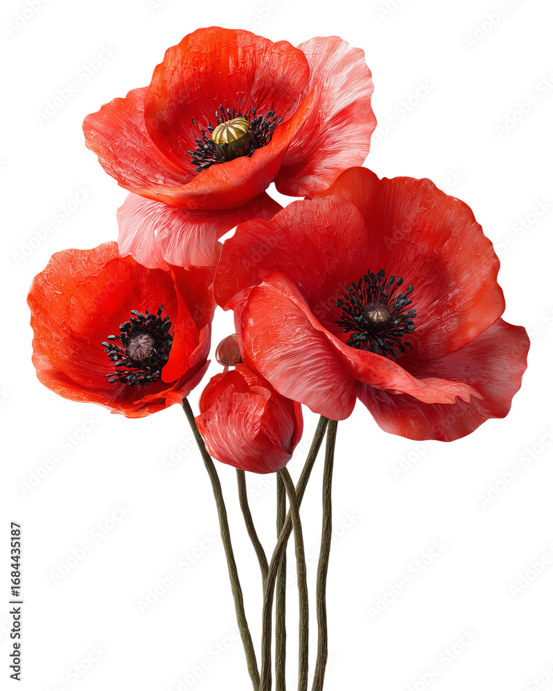 Obraz premium A bouquet of red flowers with a white background