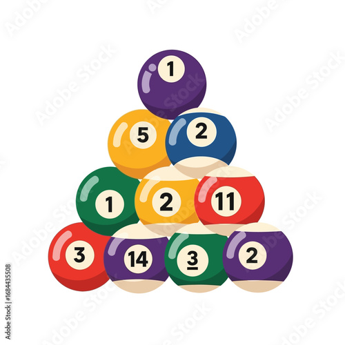 Colorful billiard balls in pyramid formation symbolize game strategy and leisure activity