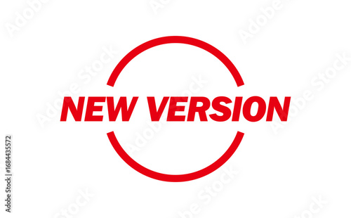 NEW VERSION - NEW VERSION text written on Red Rubber Stamp 
