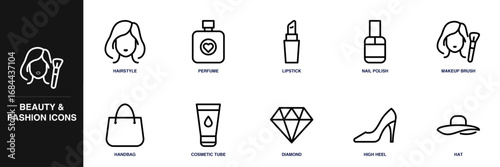 Beauty and Fashion Line Icon Set