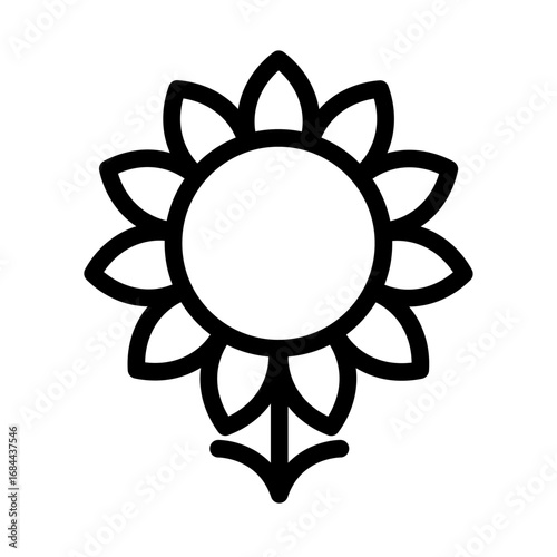 Sunflower Line Icon of Agriculture and Farming Icon Set