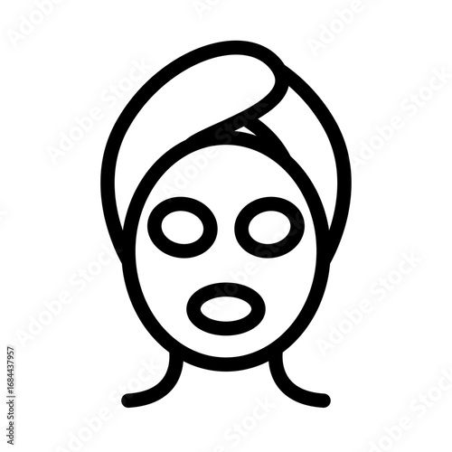 Facial Mask Line Icon of Spa and Wellness Retreats Icon Set