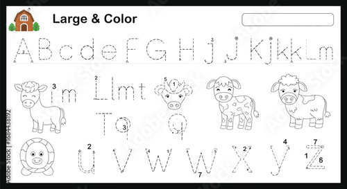 Vector art of alphabet tracing worksheet for preschool and kindergarten handwriting practice