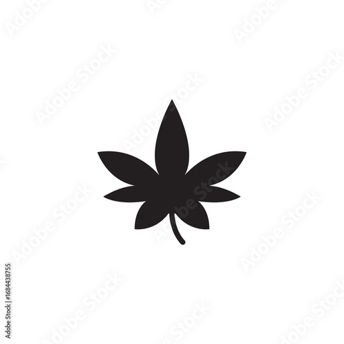 Cannabis Leaf Symbol for Natural Remedies vector flat black simple illustration for web and app..eps