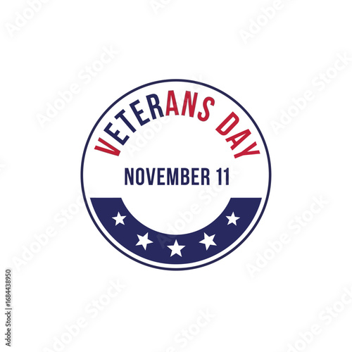 Free Download Patriotic emblem for veterans day remembrance with stars and date of november eleventh - GFXLoad