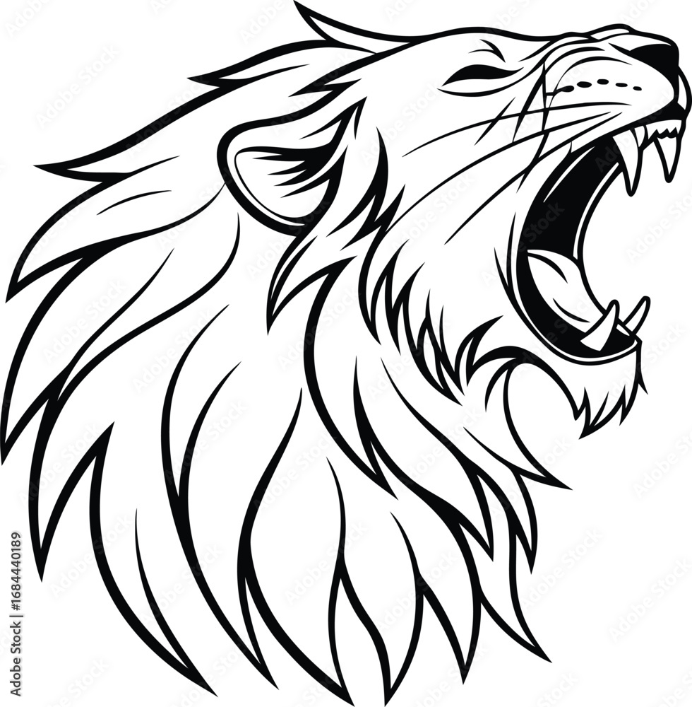 Obraz premium Wild tribal lion head vector illustration and tattoo design