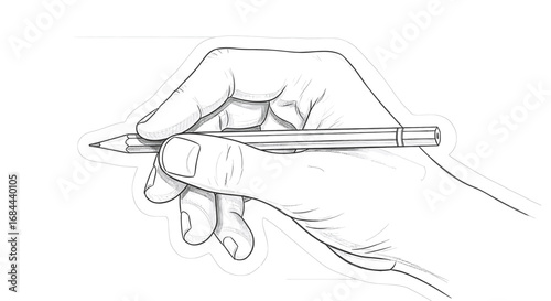 Illustration of a hand holding a pencil