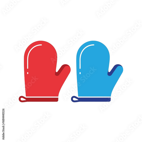 Illustrated oven mitts in vibrant colors, symbolizing kitchen safety and culinary preparation