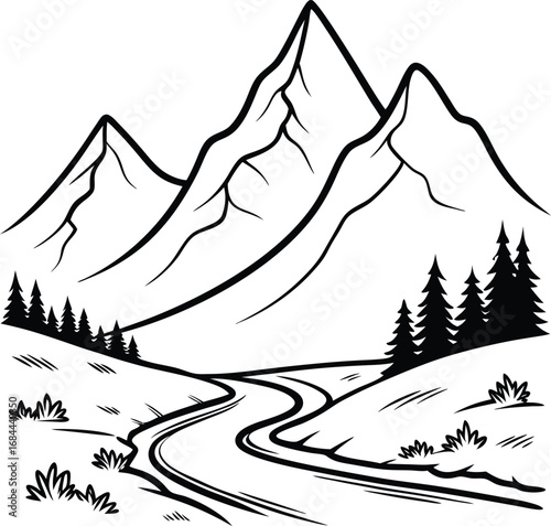 White, high mountain peaks covered in snow stretch across a frozen alpine landscape under a cold winter sky