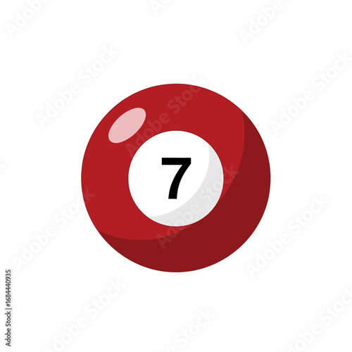 A captivating illustration of a deep red billiard ball, numbered seven, evoking gamesmanship and