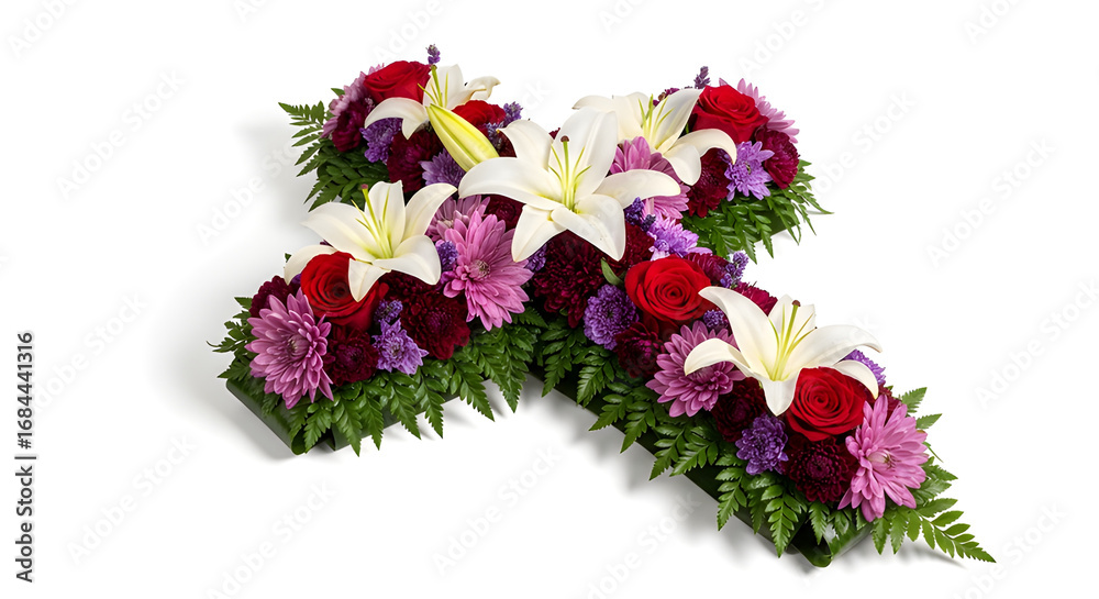 Fototapeta premium A colorful flower arrangement shaped like a cross