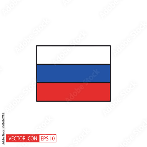 Free Download Simple rendition of the Russian flag featuring bold lines and flat design elements - GFXLoad