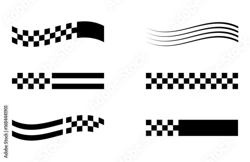 Checkered Racing Flag and Speedlines.