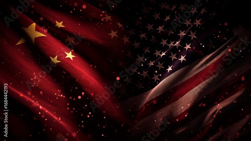 Cultural exchange event featuring china and usa flags digital art abstract background creative concept