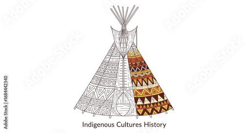 Illustration of a teepee with indigenous cultures history