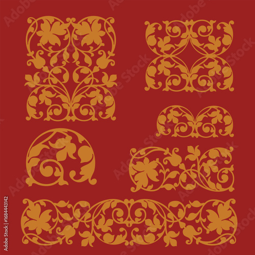 Sri Lankan Traditional Floral Decoration Vector Set