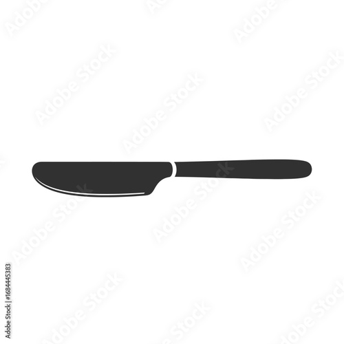 Simple black and white butter knife illustration for culinary or food design projects