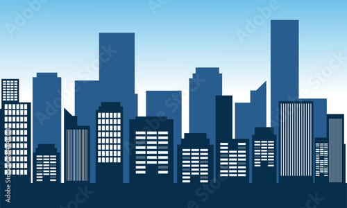 Vector urban illustration during the day. With a two-dimensional flat color style.