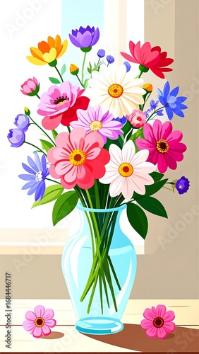 Wallpaper Mural Bouquet of colorful flowers in a vase Torontodigital.ca