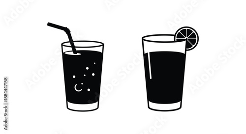 two glasses one with straw another lemon slice