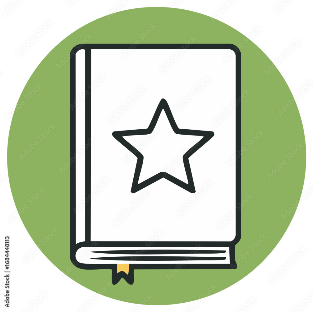 Book icon illustration with star graphic on green background Book icon illustration with star graphic on green background