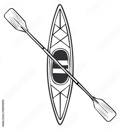 Kayak illustration with paddle for outdoor adventure recreation