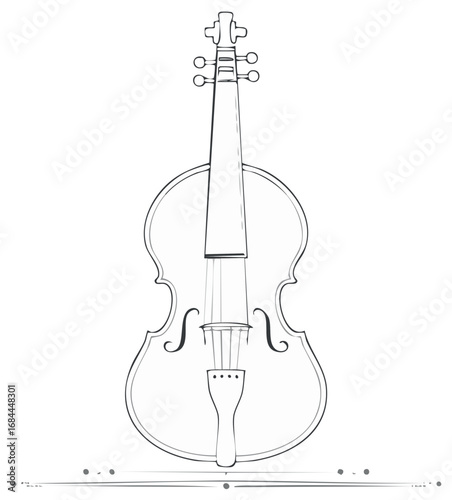 Elegant Cello Line Art Illustration of Classical String Instrument