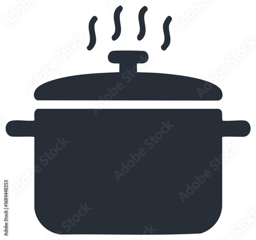 Cooking Pot Silhouette with Rising Steam for Food Preparation and Kitchen Symbolism