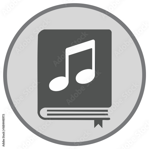 Musical Notation on a Book Icon. Music Education, Creative Composition, Songbook, Tune