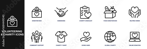 Volunteering and Charity Line Icon Set