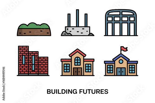 Historic architecture building vector icons, landmark structures illustration set, old house facade, cultural heritage conservation design elements