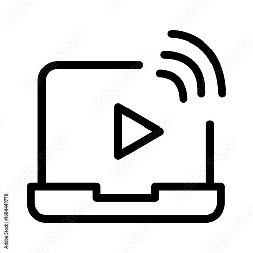 Laptop Stream Line Icon of Broadcast and Streaming Icon Set