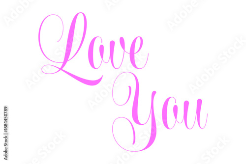 Love You - Love You（愛しています）の文字の、筆記体で書いたおしゃれなロゴタイプ、カリグラフィー
