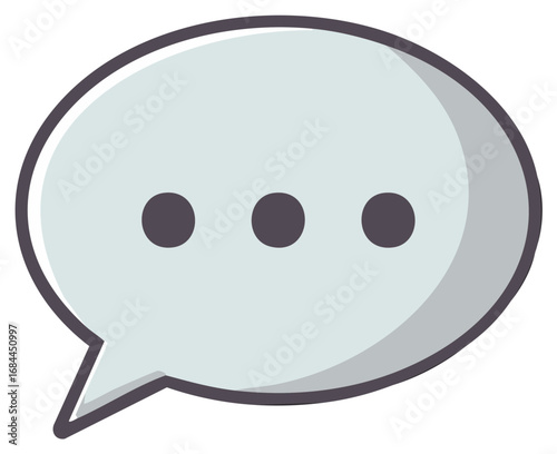 Grey chat bubble with ellipsis symbol modern communication icon illustration