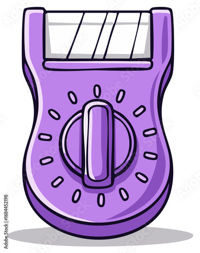Electric epilator hair removal device in a purple cartoon vector style